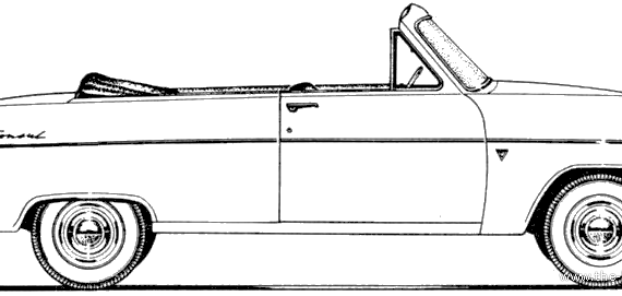 Ford E Consul 204E Convertible (1958) - Ford - drawings, dimensions, pictures of the car