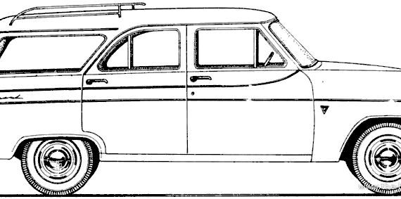 Ford E Consul 204E Estate (1958) - Форд - чертежи, габариты, рисунки автомобиля