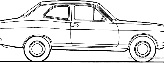 Ford E Escort Mk.I 2-Door (1970) - Форд - чертежи, габариты, рисунки автомобиля