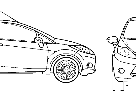 Ford E Fiesta 3-Door (2012) - Форд - чертежи, габариты, рисунки автомобиля