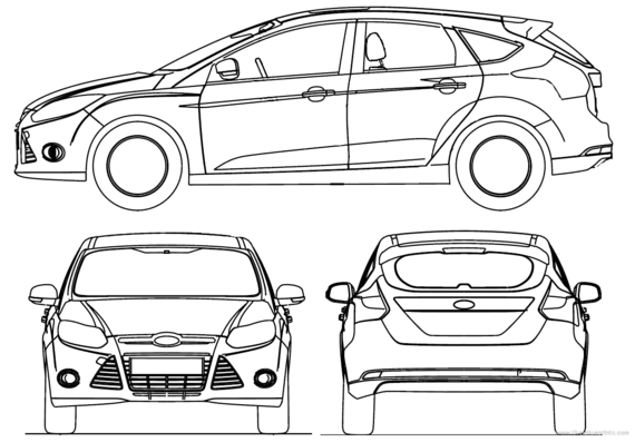 Ford E Focus S3 5-Door (2011) - Форд - чертежи, габариты, рисунки автомобиля