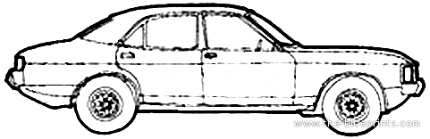 Ford E Granada Mk.I 3.0 GXL (1973) - Форд - чертежи, габариты, рисунки автомобиля