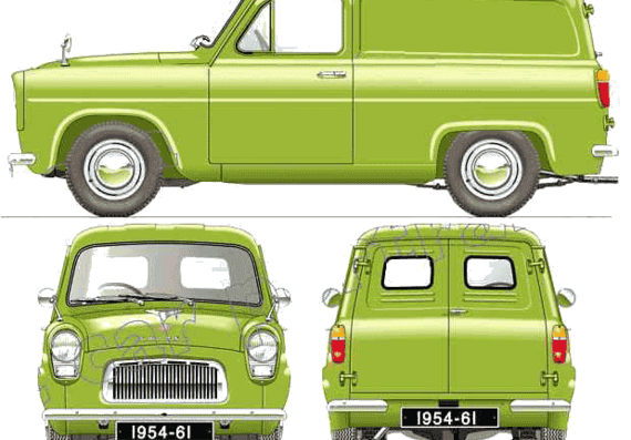 Ford E Thames Anglia 300E 7cwt Van (1958) - Форд - чертежи, габариты, рисунки автомобиля