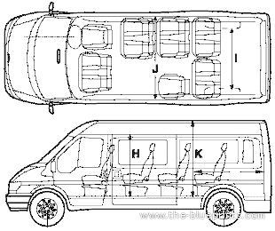 Ford E Transit Bus (2005) - Форд - чертежи, габариты, рисунки автомобиля