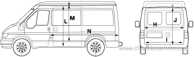 Ford E Transit Van (2005) - Форд - чертежи, габариты, рисунки автомобиля