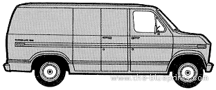 Ford Econoline Cargo Van SWB (1975) - Форд - чертежи, габариты, рисунки автомобиля