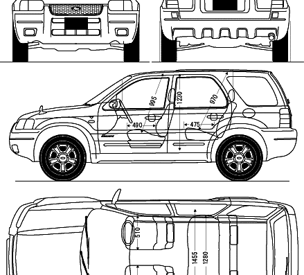 Ford Escape - Форд - чертежи, габариты, рисунки автомобиля