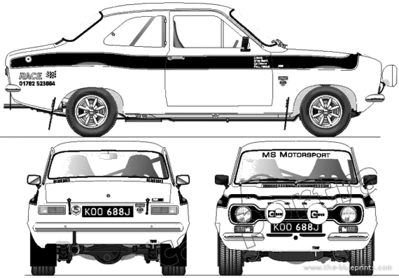Ford Escort Mk1 RS 1600 Rally - Форд - чертежи, габариты, рисунки автомобиля