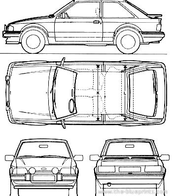 Ford Escort Mk.III 3-Door (1987) - Форд - чертежи, габариты, рисунки автомобиля