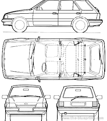 Ford Escort Mk.III 5-Door Estate (1987) - Форд - чертежи, габариты, рисунки автомобиля