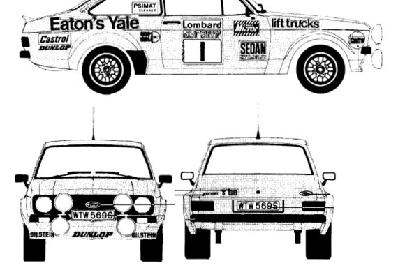 Ford Escort Mk.II RS1800 Rallye - Форд - чертежи, габариты, рисунки автомобиля