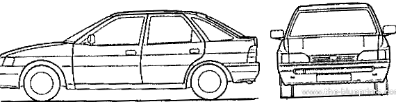 Ford Escort Mk.IV 5-Door (1990) - Форд - чертежи, габариты, рисунки автомобиля