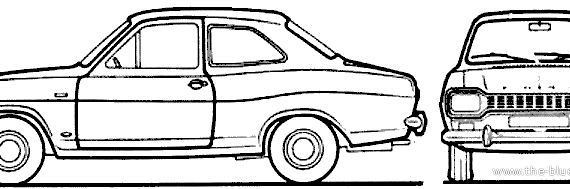 Ford Escort Mk.I 1300 GT 2-Door (1968) - Форд - чертежи, габариты, рисунки автомобиля