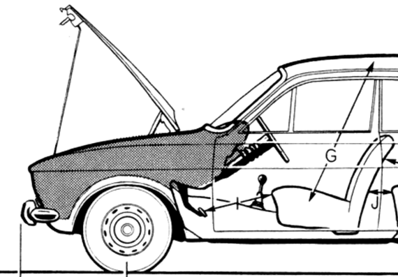 Ford Escort Mk.I 1300 XL 4-Door (1973) - Форд - чертежи, габариты, рисунки автомобиля