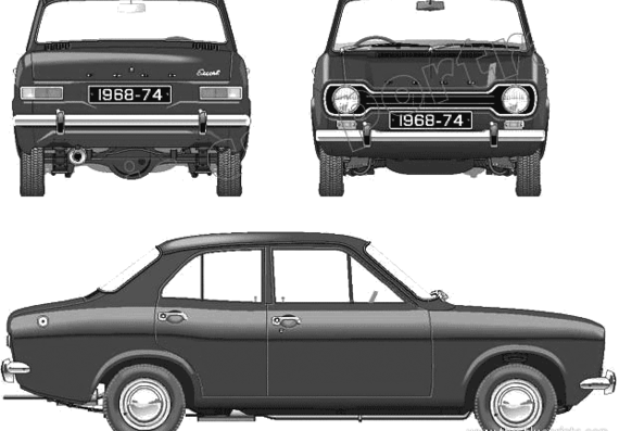 Ford Escort Mk.I 4-Door (1971) - Ford - drawings, dimensions, pictures of the car