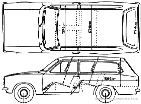 Ford Escort Mk. I Estate (1972) - Форд - чертежи, габариты, рисунки автомобиля