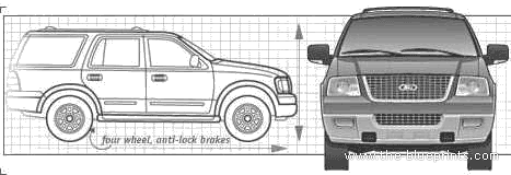 Ford Expedition (2004) - Форд - чертежи, габариты, рисунки автомобиля