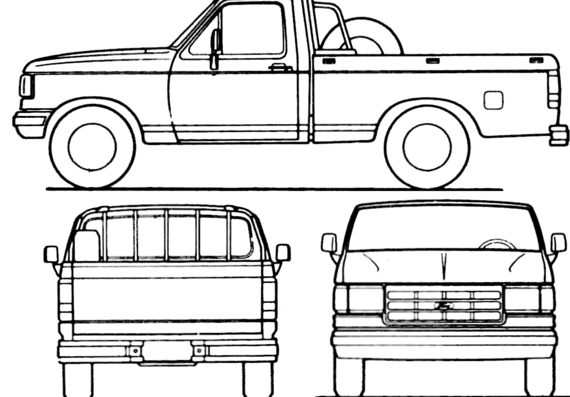 Ford F-1000 (1993) - Форд - чертежи, габариты, рисунки автомобиля