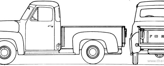 Ford F-100 0.5t Pick-up (1954) - Ford - drawings, dimensions, pictures of the car