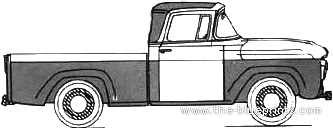 Ford F-100 Truck (1958) - Форд - чертежи, габариты, рисунки автомобиля