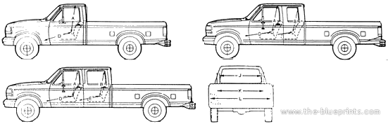 Ford F-150 Pick-up (1995) - Форд - чертежи, габариты, рисунки автомобиля
