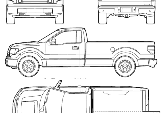Ford F-150 Pick-up Single Cab (2012) - Форд - чертежи, габариты, рисунки автомобиля