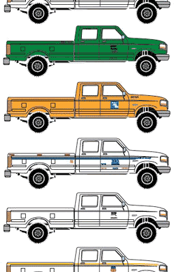 Ford F-350 (1993) - Форд - чертежи, габариты, рисунки автомобиля