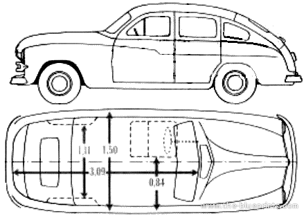 Ford F Abeille V8 (1954) - Форд - чертежи, габариты, рисунки автомобиля