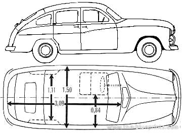 Ford F V8 Vedette (1951) - Форд - чертежи, габариты, рисунки автомобиля