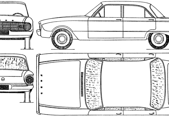 Ford Falcon 4-Door Sedan (1960) - Форд - чертежи, габариты, рисунки автомобиля
