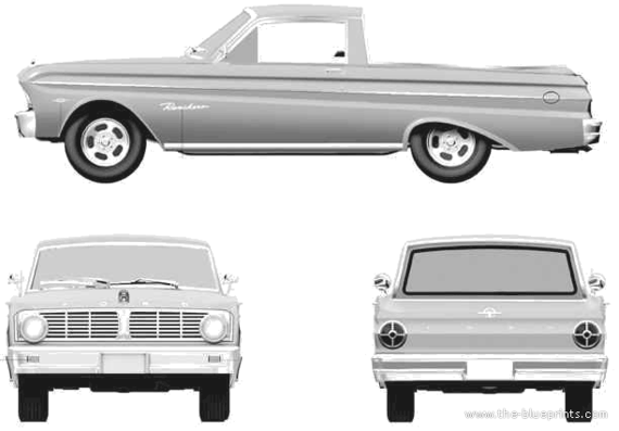 Ford Falcon Ranchero (1965) - Форд - чертежи, габариты, рисунки автомобиля
