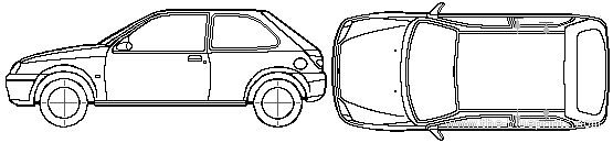 Ford Fiesta 3-Door (2001) - Форд - чертежи, габариты, рисунки автомобиля