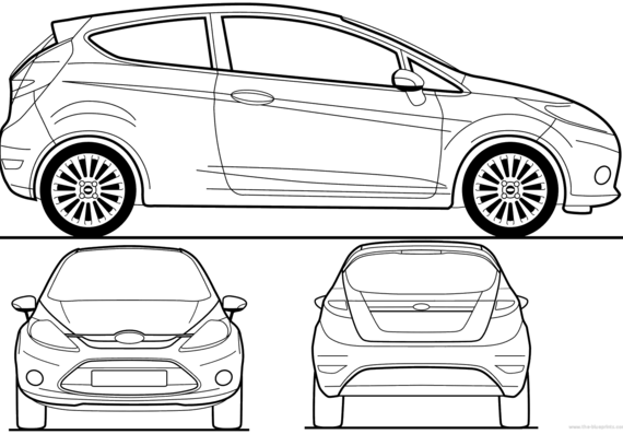 Ford Fiesta 3-Door (2008) - Форд - чертежи, габариты, рисунки автомобиля