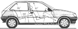 Ford Fiesta 3-Door Popular (1989) - Ford - drawings, dimensions, pictures of the car