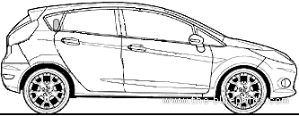 Ford Fiesta 5-Door 1.4i Zetec (2009) - Форд - чертежи, габариты, рисунки автомобиля
