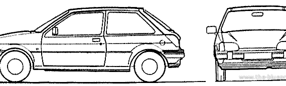 Ford Fiesta Mk.III 3-Door (1989) - Форд - чертежи, габариты, рисунки автомобиля