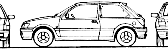 Ford Fiesta Mk.III Turbo (1991) - Форд - чертежи, габариты, рисунки автомобиля