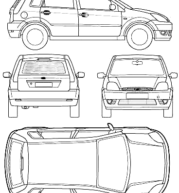 Ford Fiesta Mk.IV 5-Door (2002) - Форд - чертежи, габариты, рисунки автомобиля