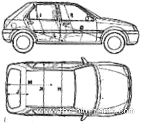 Ford Fiesta Mk. III 5-Door (1993) - Форд - чертежи, габариты, рисунки автомобиля
