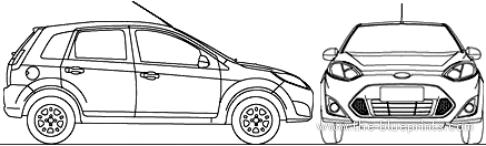 Ford Fiesta Rocam Hatch (2013) - Форд - чертежи, габариты, рисунки автомобиля