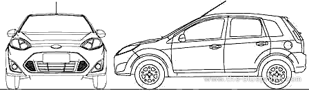 Ford Fiesta Rocam Hatch (BR) (2011) - Форд - чертежи, габариты, рисунки автомобиля