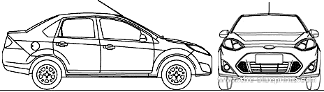 Ford Fiesta Rocam Sedan (2013) - Форд - чертежи, габариты, рисунки автомобиля