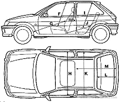 Ford Fiesta S3 3-Door XR2 - Форд - чертежи, габариты, рисунки автомобиля