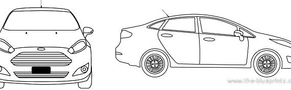 Ford Fiesta Sedan (2014) - Форд - чертежи, габариты, рисунки автомобиля