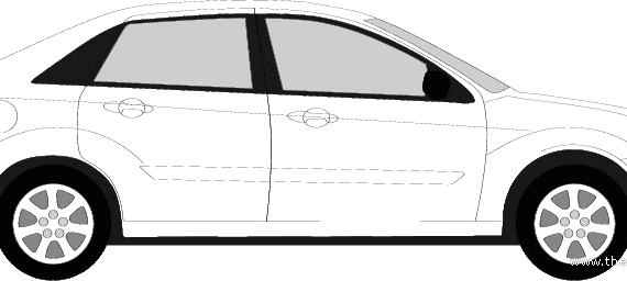 Ford Focus 4-Door (2005) - Форд - чертежи, габариты, рисунки автомобиля