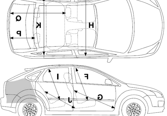 Ford Focus 5-Door (2008) - Форд - чертежи, габариты, рисунки автомобиля