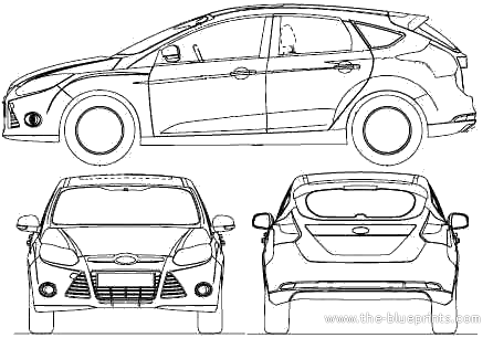 Ford Focus 5-Door (2011) - Форд - чертежи, габариты, рисунки автомобиля