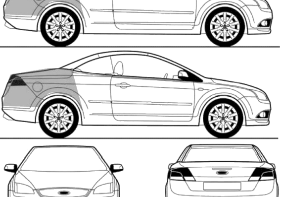 Ford Focus Coupe-Cabriolet (2008) - Форд - чертежи, габариты, рисунки автомобиля