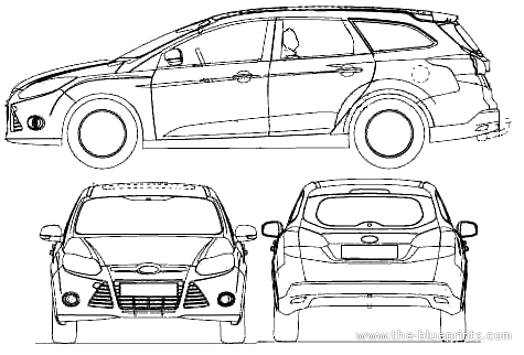Ford Focus Estate (2011) - Форд - чертежи, габариты, рисунки автомобиля