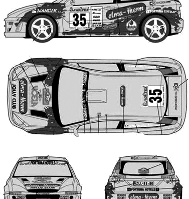 Ford Focus RS WRC (2002) - Форд - чертежи, габариты, рисунки автомобиля